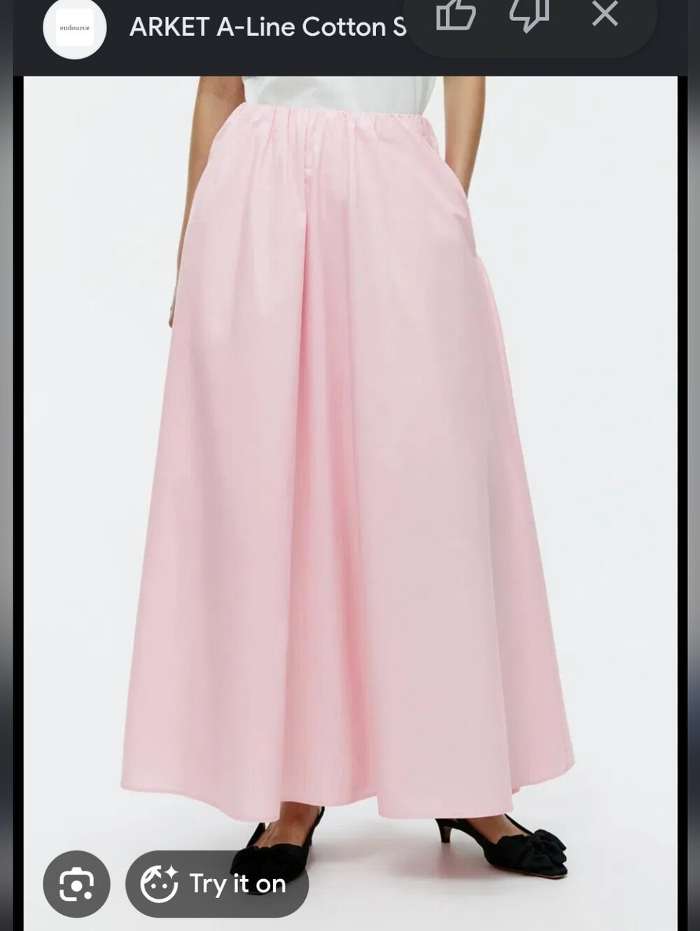 ARKET Pink A-Line Cotton Maxi Skirt